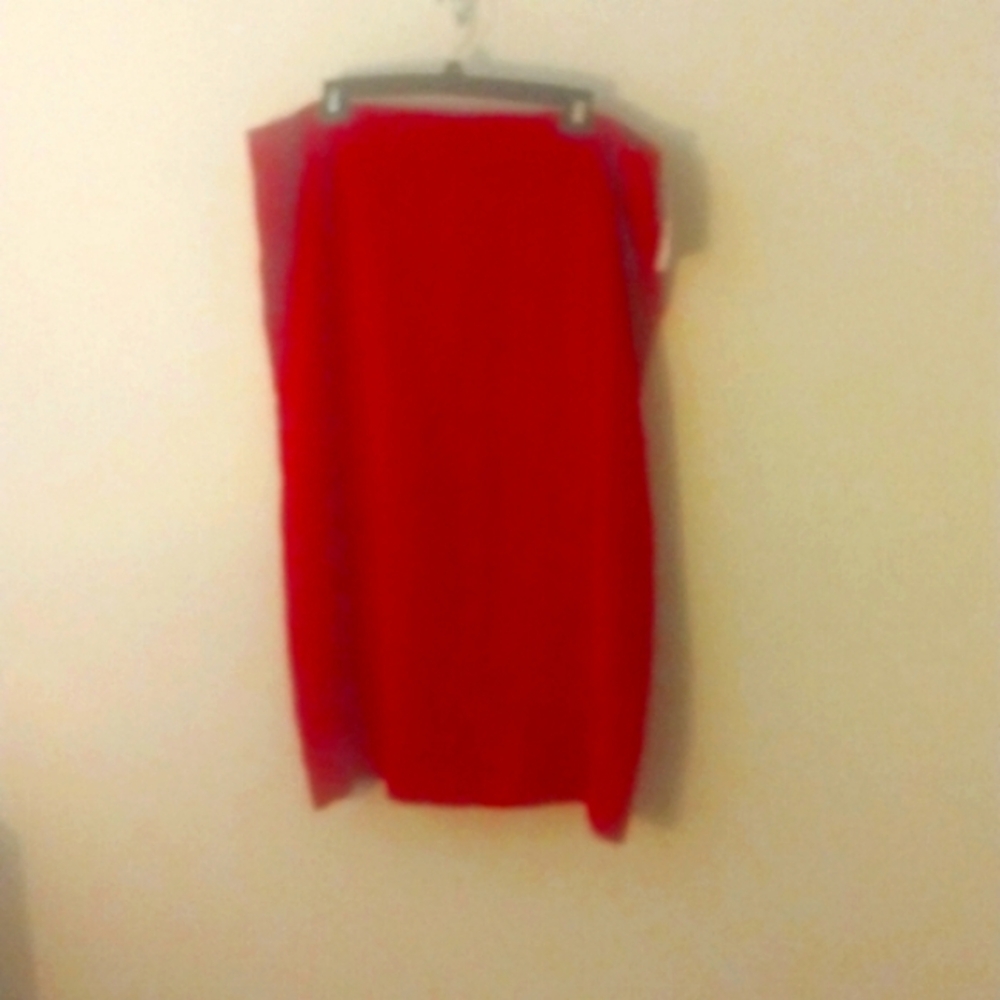 High front slit, knee length ,sexy red skirt. Size 22W.  Tanjay brand